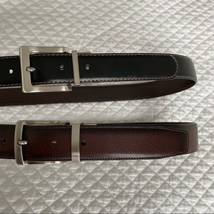 Men’s Leather Reversible Belt Bundle, Perry Ellis